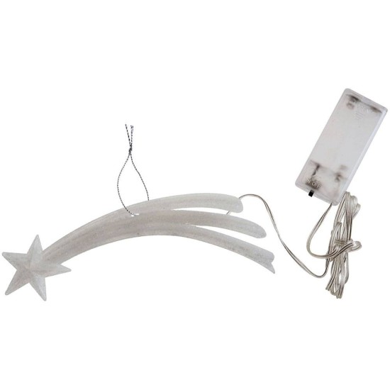 Estrella cometa de 19 cm para belén con luces LED parpadeantes de luz fría.