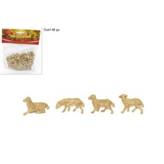 Juego de 48 ovejas barnizadas de 2-2,5x1,4-1,8 cm de altura. 2