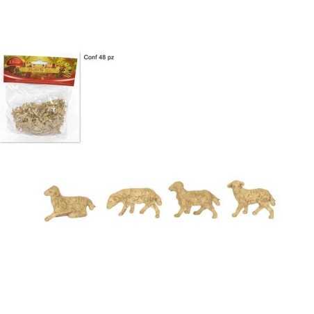 Juego de 48 ovejas barnizadas de 2-2,5x1,4-1,8 cm de altura.