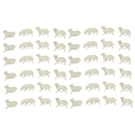 Juego de 48 ovejas de 2-2,5 cm x 1,4-1,8 cm de altura. Mundo Pesebres.