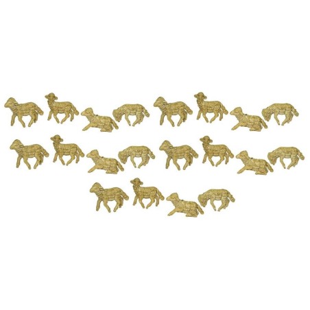 Conjunto de 24 ovejas pintadas de 4-4,5x2,5-3,5 cm de altura. Mondo Presepi