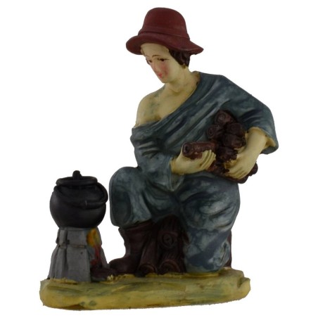 Conjunto de 6 estatuas de 15 cm para belén en resina.