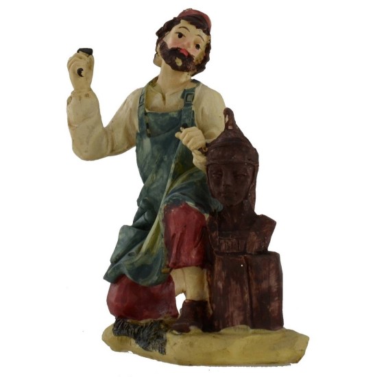 Conjunto de 6 estatuas de 15 cm para belén en resina.