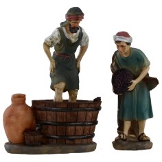 Scena pigiatori di uva cm 15 in resina Mondo Presepi