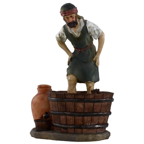 Escena de pisadores de uva de 15 cm en resina Mundo Pesebre.