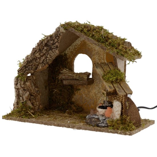 Hut with fountain functioning cm 36x16, 5x24, 5 h for Nativity
