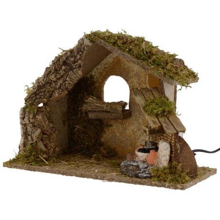 Cabaña con fuente que funciona cm 36x16,5x24,5 h para Natividad