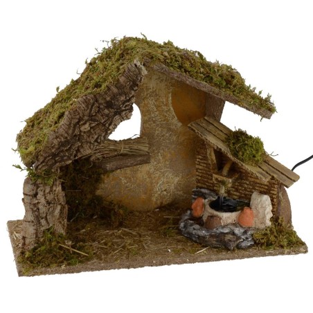 Cabaña con fuente que funciona cm 36x16,5x24,5 h para Natividad
