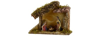 Complete Capanna of Nativity in resin 9 cm with coppi in