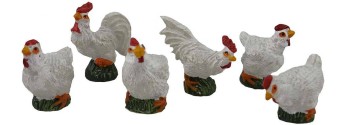 Set of 6 hens in resin 3 cm