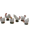 Set of 6 hens in resin 3 cm