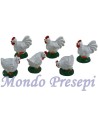 Set 6 galline in resina 3,5-4 cm