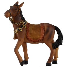 Brown horse with bridle and saddle for statues 12 cm