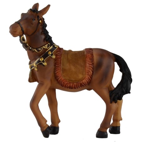 Brown horse with bridle and saddle for statues 10-12 cm