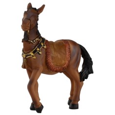 Brown horse with bridle and saddle for statues 12 cm 2