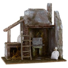 Cobertizo con pérgola de madera de 24x17,5x25 cm de altura para estatuas de 12 cm.