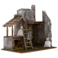 Barn with wooden pergola cm 24x17,5x25 h for statues 12 cm 2