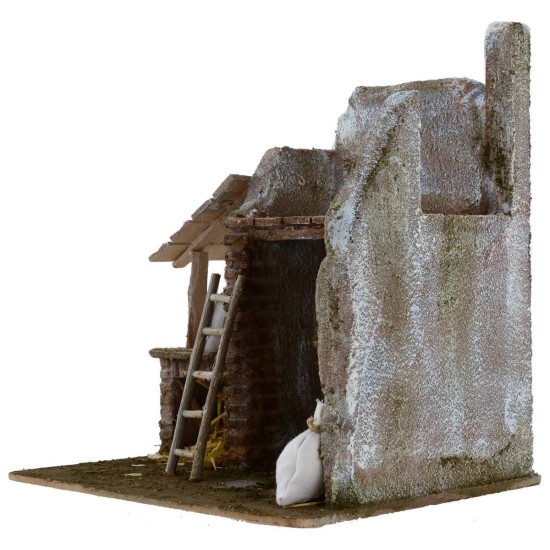 Barn with wooden pergola cm 24x17,5x25 h for statues 12 cm