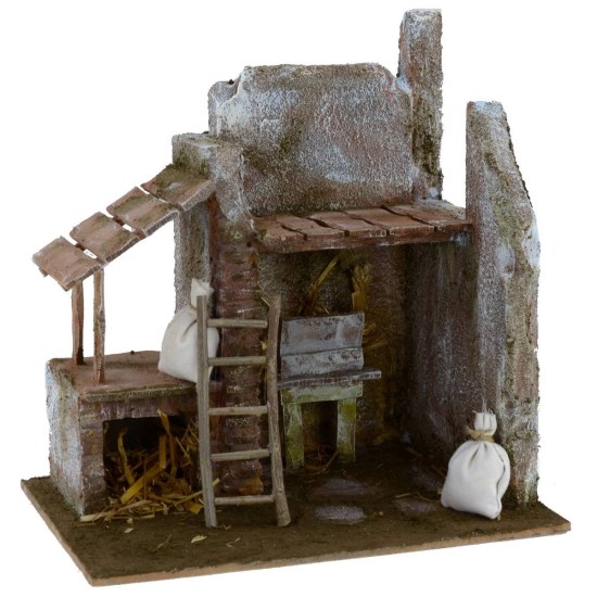 Barn with wooden pergola cm 24x17,5x25 h for statues 12 cm