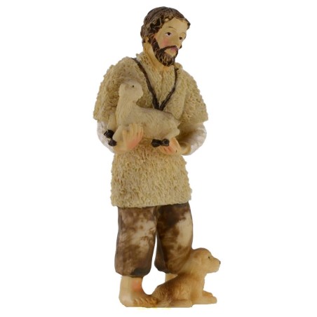 Pastore con agnello e cane cm 10 in resina Mondo Presepi