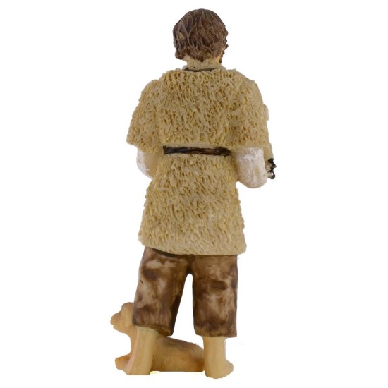 Shepherd with lamb and dog 10 cm in resin