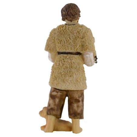 Shepherd with lamb and dog 10 cm in resin