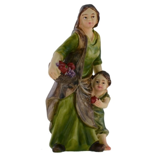 Mujer con niño en resina serie 9 cm Mundo Pesebres