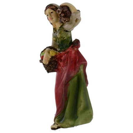 Mujer con cesta y leña al hombro serie 10 cm en resina Mundo