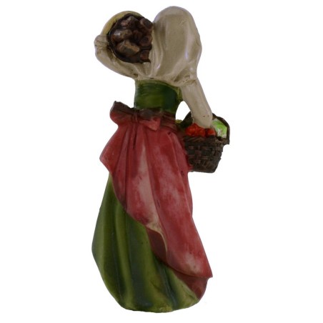 Woman with basket and wood on her shoulder series 10 cm in resin