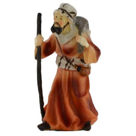 Caminante oriental con bastón serie 8 cm en resina Mundo