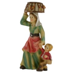 Mujer con niño y jaula en la cabeza serie 8 cm en resina 2