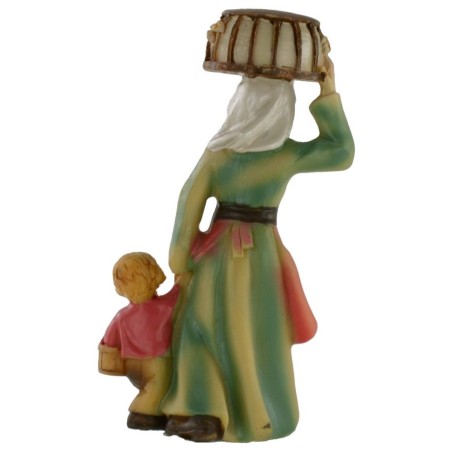 Woman with child and cage on the head 8 cm series in resin