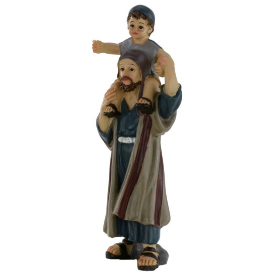 Man with child on his shoulders series 10 cm in resin