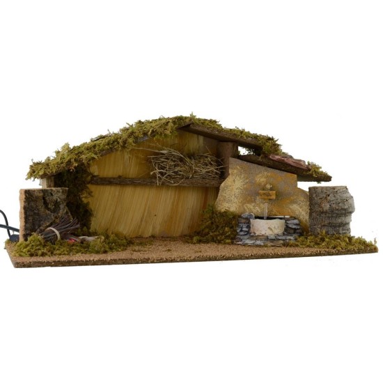 Cabaña con fuego y fuente funcionales cm 54x25x21 h para