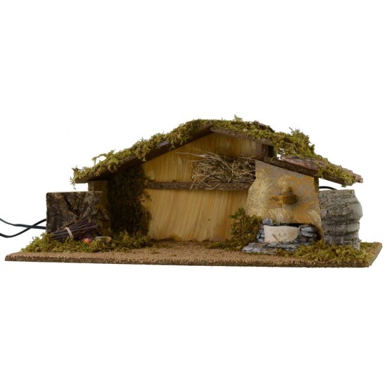 Cabaña con fuego y fuente funcionales cm 54x25x21 h para