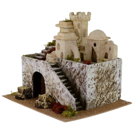 Palestinian village on two floors cm 37,5x31x31, 5 h