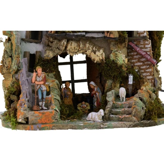Presepe completo di statue Landi con fontana funzionante e