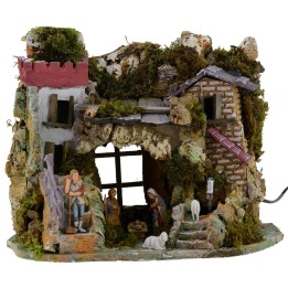 Complete nativity scene with Landi statues and working fountain