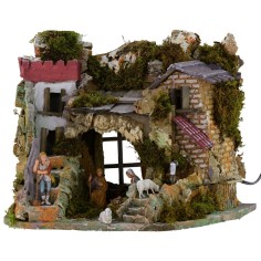 Nativity scene complete with Landi statues with functioning 2