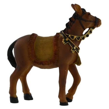 Cavallo marrone con briglie e sella cm 10,8x10,5 h Mondo Presepi
