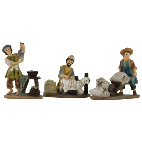 Conjunto de 3 figuras de oficios serie 10 cm en resina Mondo Presepi.