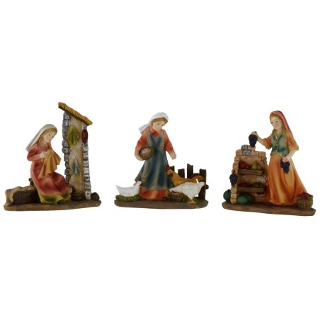 Set 3 donne al lavoro serie 12 cm in resina Mondo Presepi