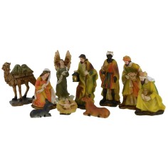 Juego de 10 figuras de 12 cm Nacimiento, Reyes Magos, ángel y 2