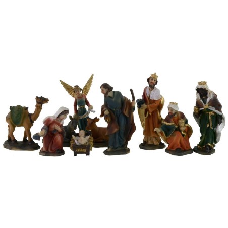 Conjunto de 10 figuras de 7 cm, Natividad del pesebre, Reyes Magos, ángel y camello.