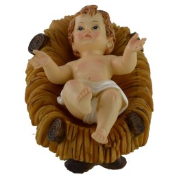 Baby Jesus cm 7x10 in resin with cradle for 25-30 cm statues