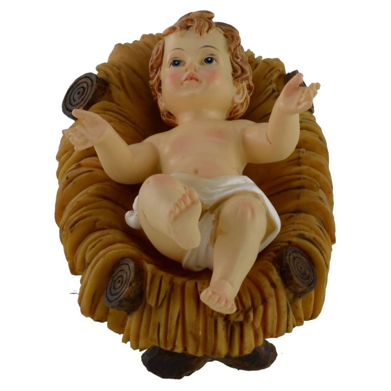 Baby Jesus 7x10 cm in resin with cradle