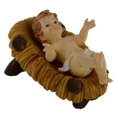 Gesù Bambino cm 7x10 in resina con culla per statue da 25-30 cm 2