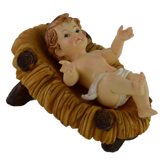 Baby Jesus cm 7x10 in resin with cradle for 25-30 cm statues