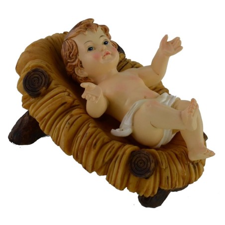 Niño Jesús cm 7x10 en resina con cuna para estatuas de 25-30 cm