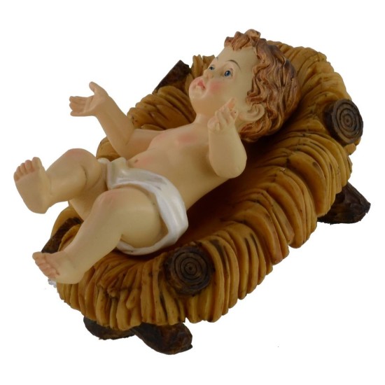 Niño Jesús cm 7x10 en resina con cuna para estatuas de 25-30 cm